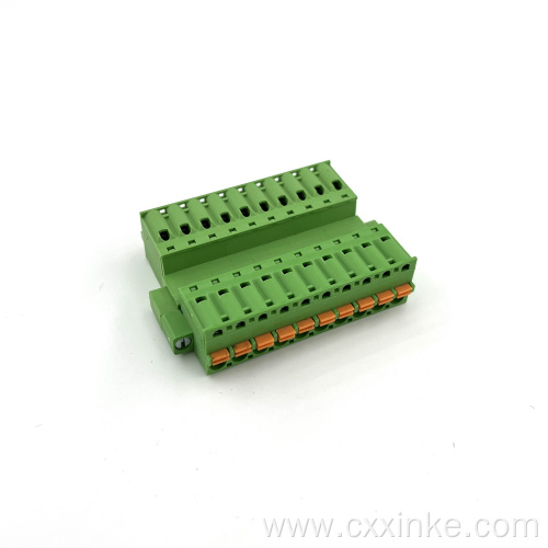 Spring type pluggable terminal block with fixed screw